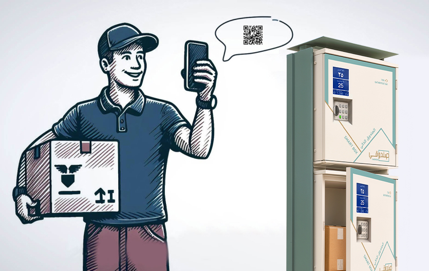 Courier using Sandooqi with a Qatar Post locker